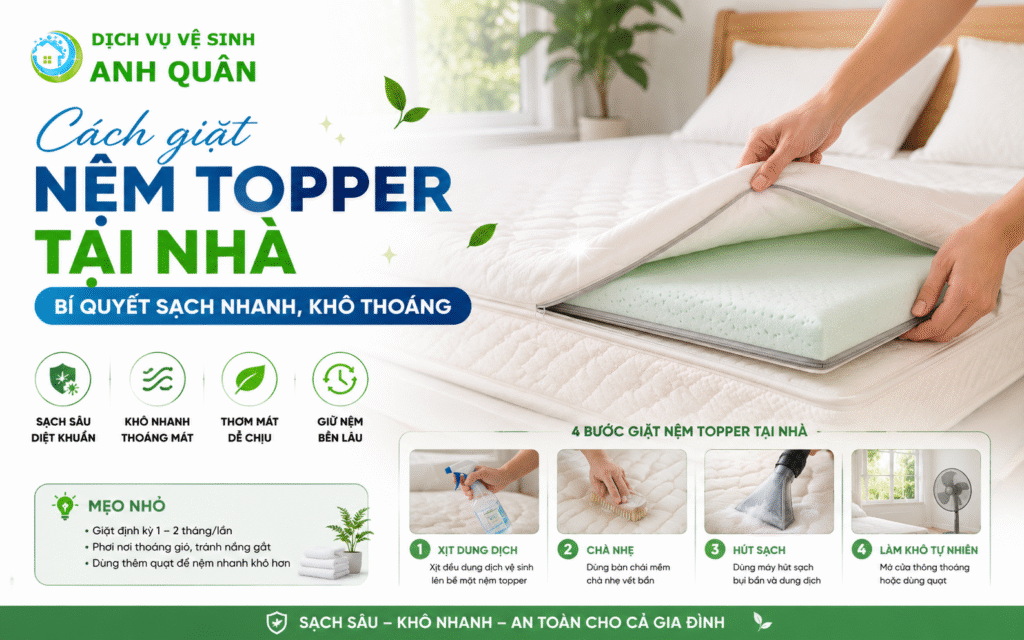 cách giặt nệm topper