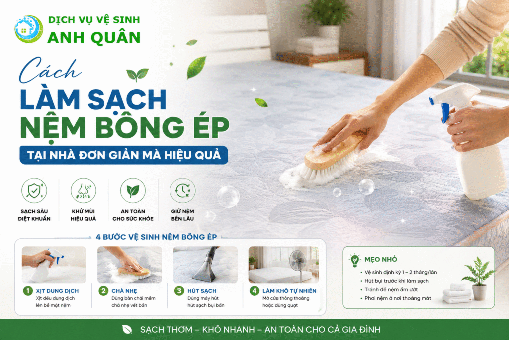 cách làm sạch nệm bông ép