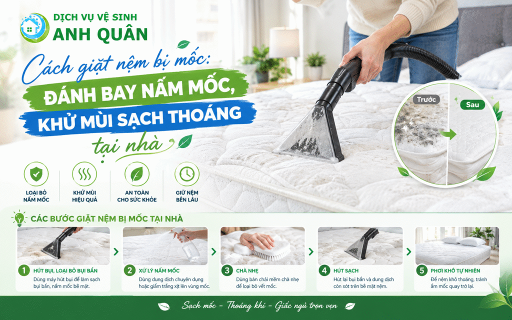 cách giặt nệm bị mốc