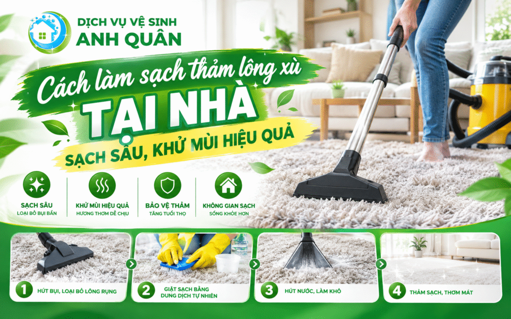 cách làm sạch thảm lông xù