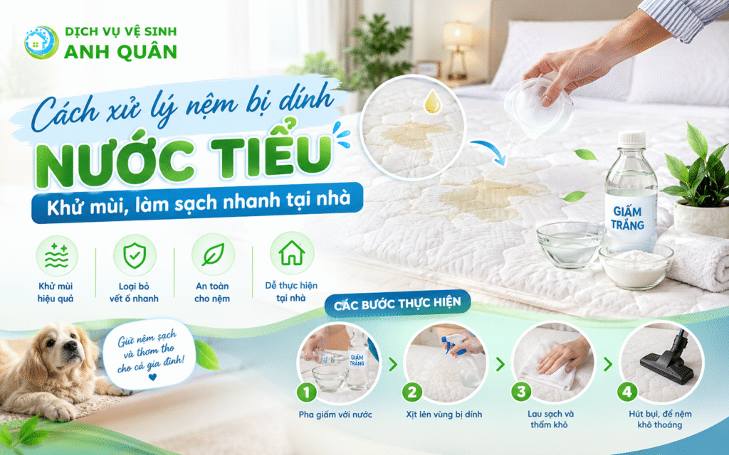cách xử lý nệm bị dính nước tiểu
