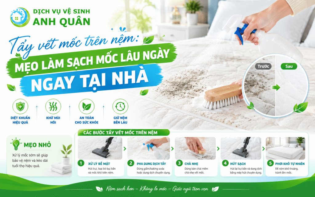 tẩy vết mốc trên nệm