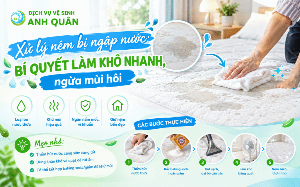 xử lý nệm bị ngập nước